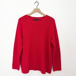 Eileen Fisher Extra Fine Merino Wool Crew Neck Sweater Red Size Medium